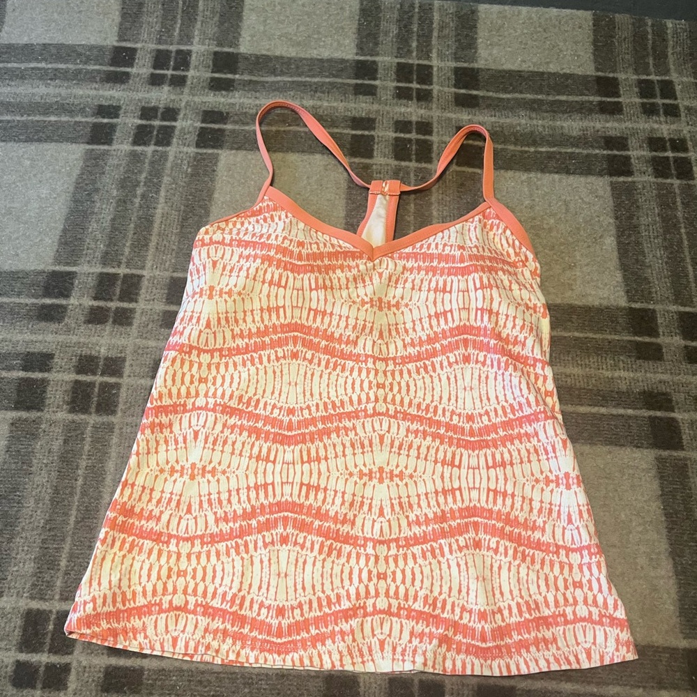 Women's Coral and White Carve Designs Swim Top